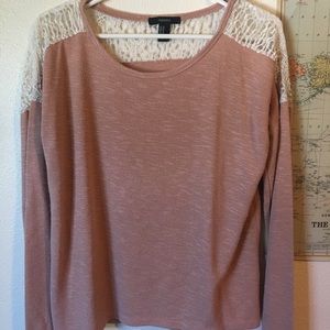 F21 Light Pink Long Sleeve with Lace